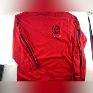 Red long sleeve empyre print shirt
